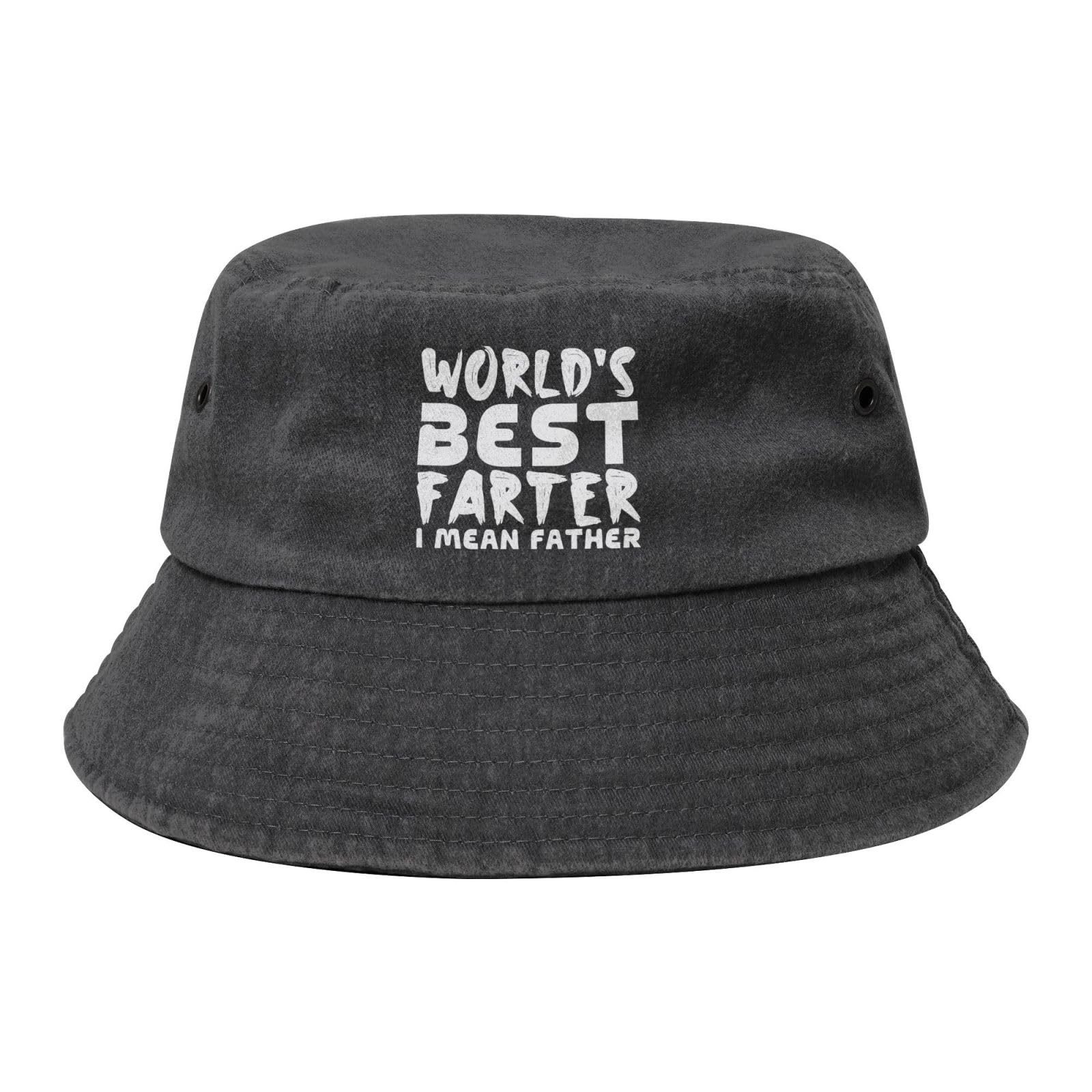 Qauirfe World's Best Farter I Mean Father Fashion Cowboy Denim Fisherman Hat Outdoor Fishing Cap Sun