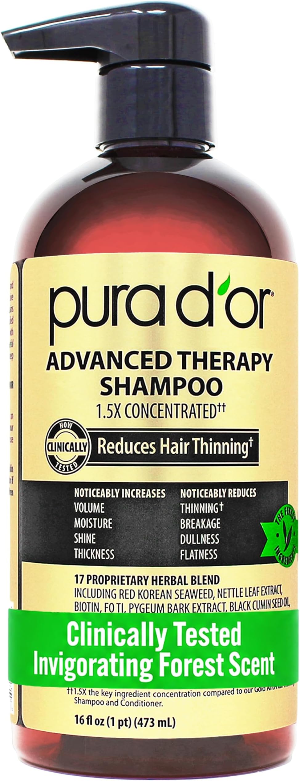 Advanced Therapy Shampoo (16oz) Reduces Hair Thinning & Increases Volume, No Sulfate, Biotin Shampoo Infused with Argan Oil, Aloe Vera for All Hair Types, Men & Women (Packaging May Vary)