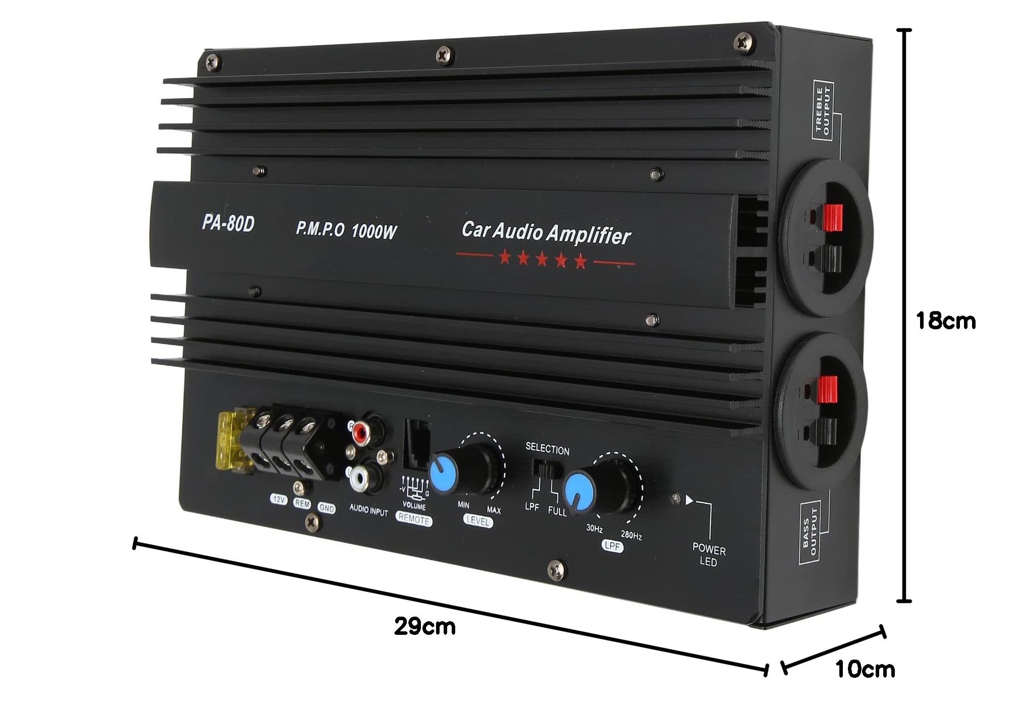 Yunir Auto-Subwoofer, PA 80D 12V 1000W Leistungsverstärkerplatine Professioneller Car-Audio-Subwoofer Hochleistungs-Subwoofer-Plattenverstärker, für Auto-LKW-Unterhaltung