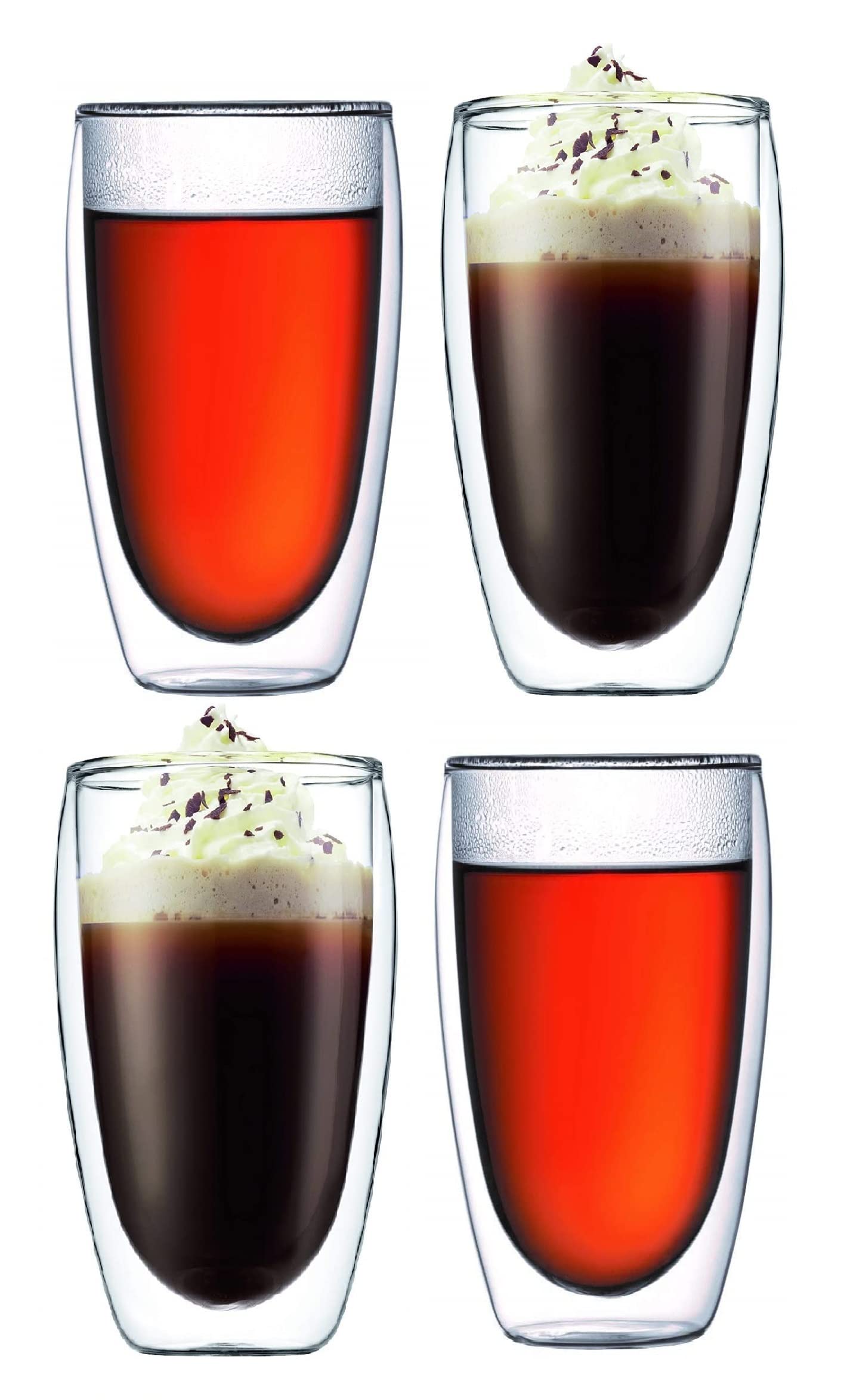 SIXFIRE® New Double Wall Glass Light Weight Coffee Cups, Insulated Mugs, Espresso, Latte, Cappuccino, Tea, Transparent, (Without Handle (450 ml) 4 Pcs) (B09Z68N8YZ) Amazon Price History, Amazon Price Tracker