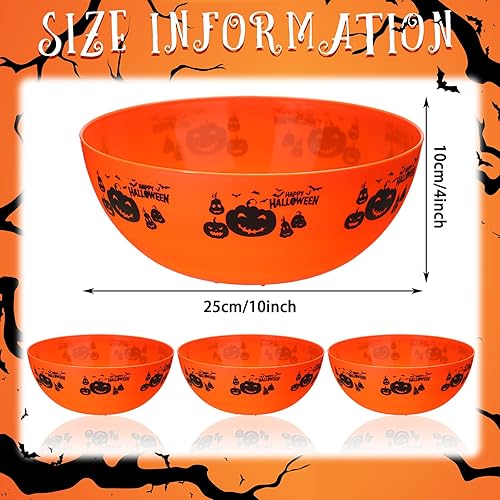 Miniatura 10 de 3 cuencos de plástico para dulces de Halloween, cuencos de plástico para dulces, suministros para fiesta de Halloween, cuenco de plástico para