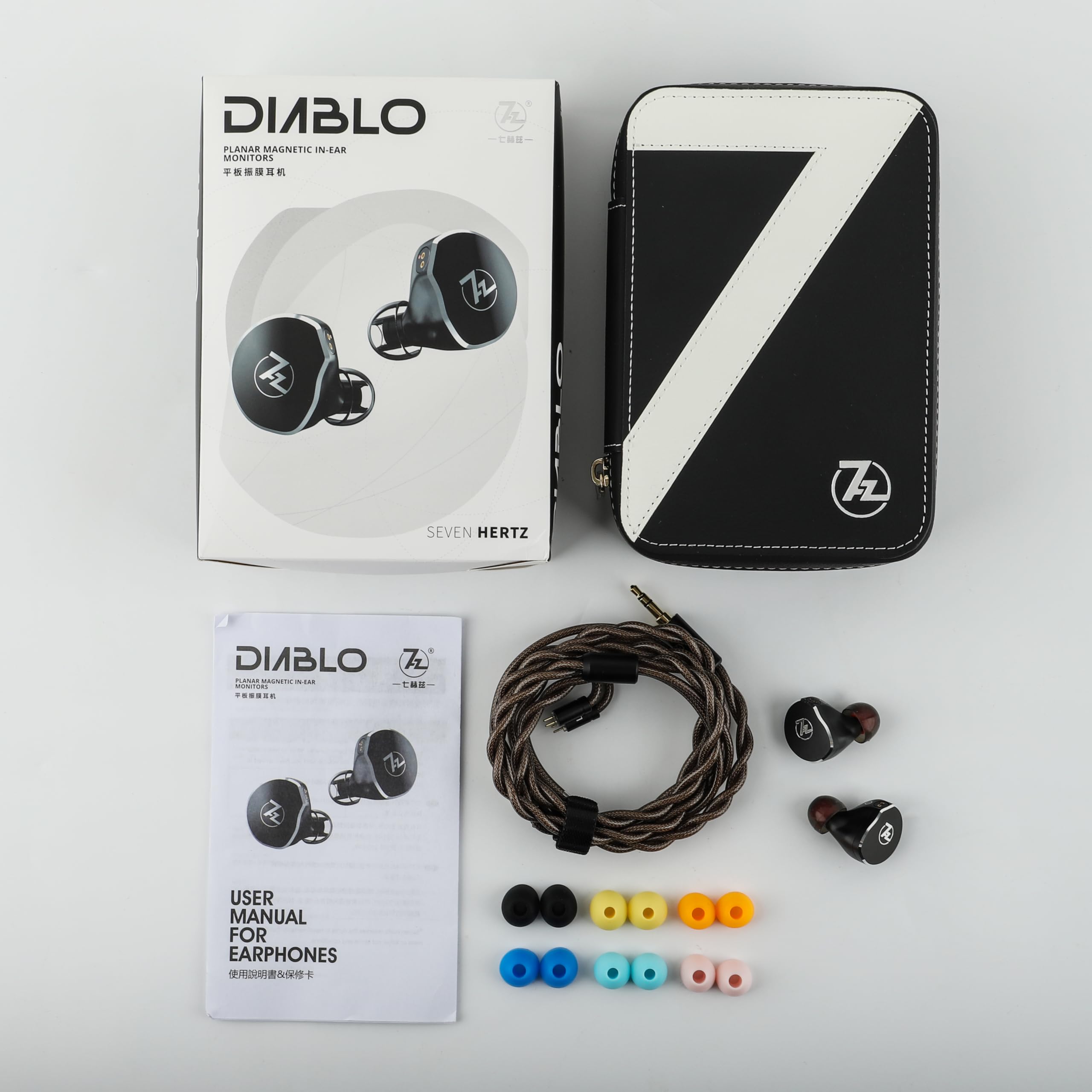 LINSOUL 7Hz x Crinacle: Diablo/Divine In-Ear-Monitore,14,5 mm planarer magnetischer Treiber IEM,HiFi-Ohrhörer mit abnehmbarem 2pin Einkristall-Kupferkabel, Kopfhörer für Audiophile(Schwarz,Diablo)
