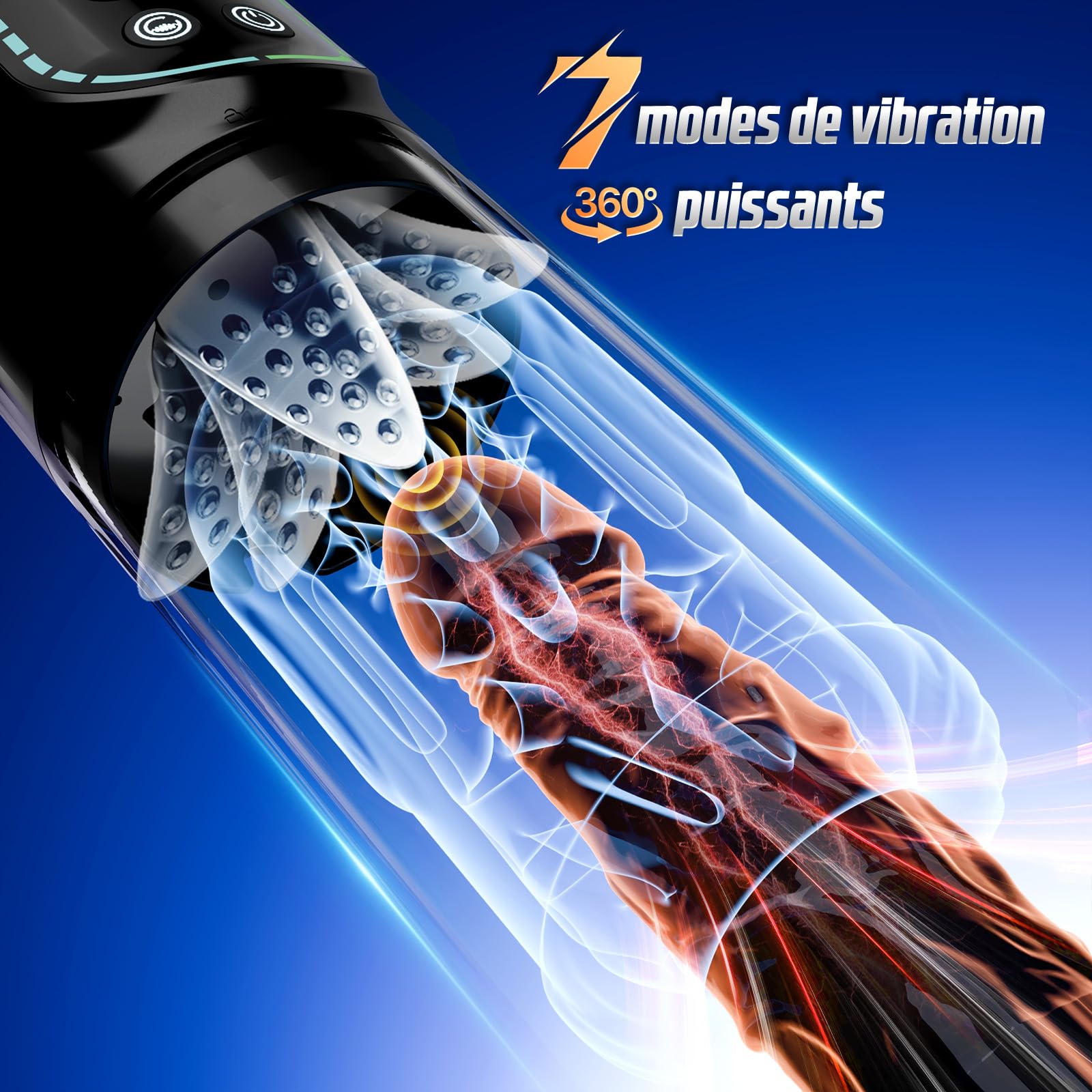 Masturbateurs Masculins Sex Toys avec 7 Modes Télescopiques & Rotation Et Succion, Automatique Masturbâteur Homme Mains Libres Vibration 3D Silicone, Sex Toýs Homme