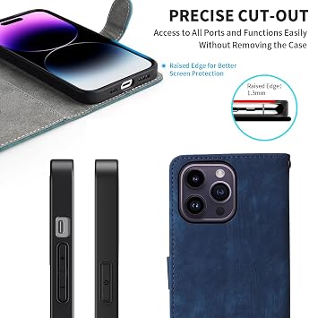 Doogee Note 56/Note 56 Pro/Note 56 Plus用ウォレットフォンケース スクリーンプロテクター付き RFIDブロッキング レザーフリップキックスタンド 女性用携帯電話カバー Doogee Note56 Pro Plus Note56+用 ブルー