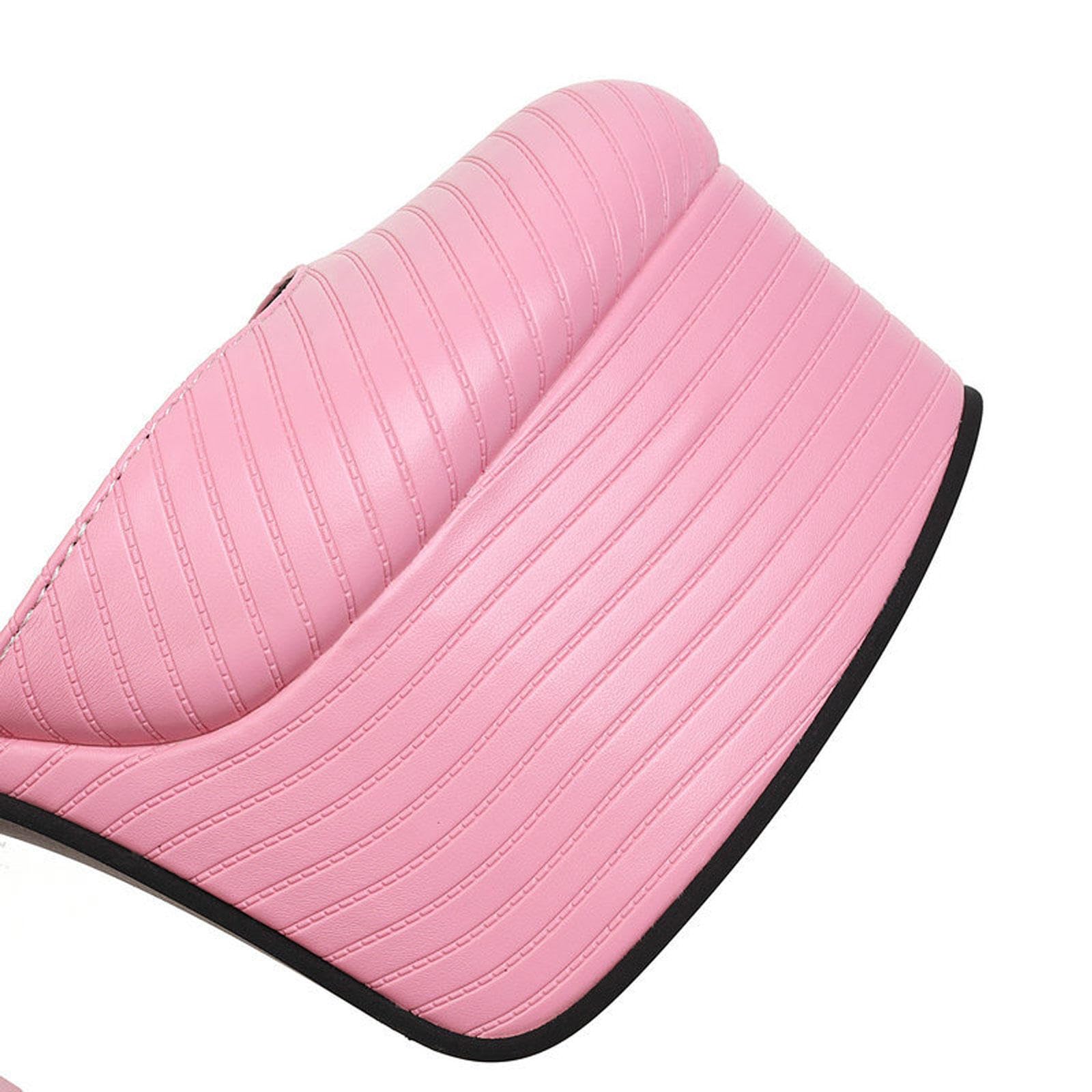 Talons Hauts Escarpins Plateforme Fermés Bout Rond Femmes Chaussures Soirée Talon Épais Bride Cheville 14,5cm,Pink-41