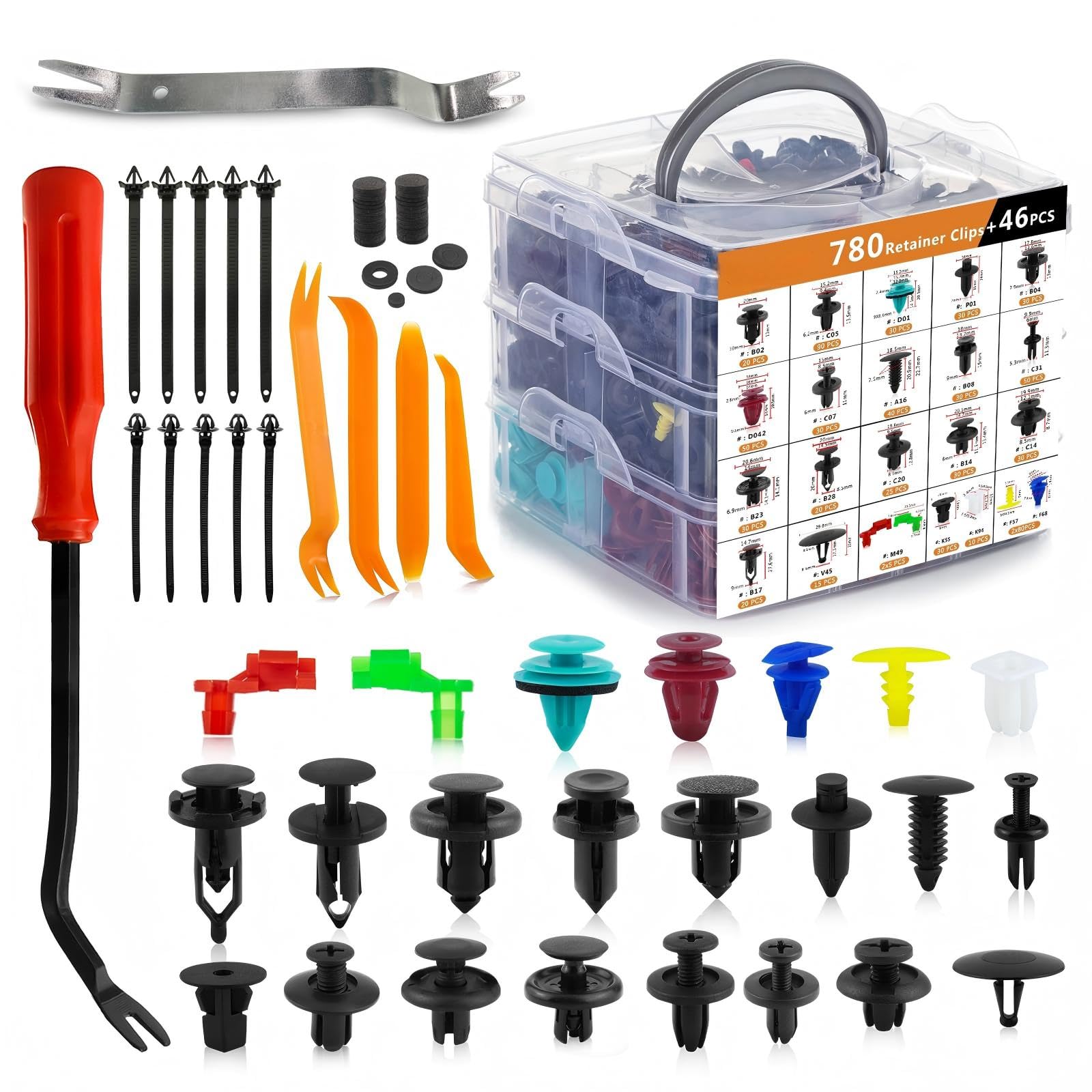 Car Clips Car Bumper Clips Push Pins Automotive clip, para carros 826PCS Automotive Plastic Rivets Fastener Kit, Push Retainer Set with Metal Fasteners Remover for Honda Toyota Gm Ford