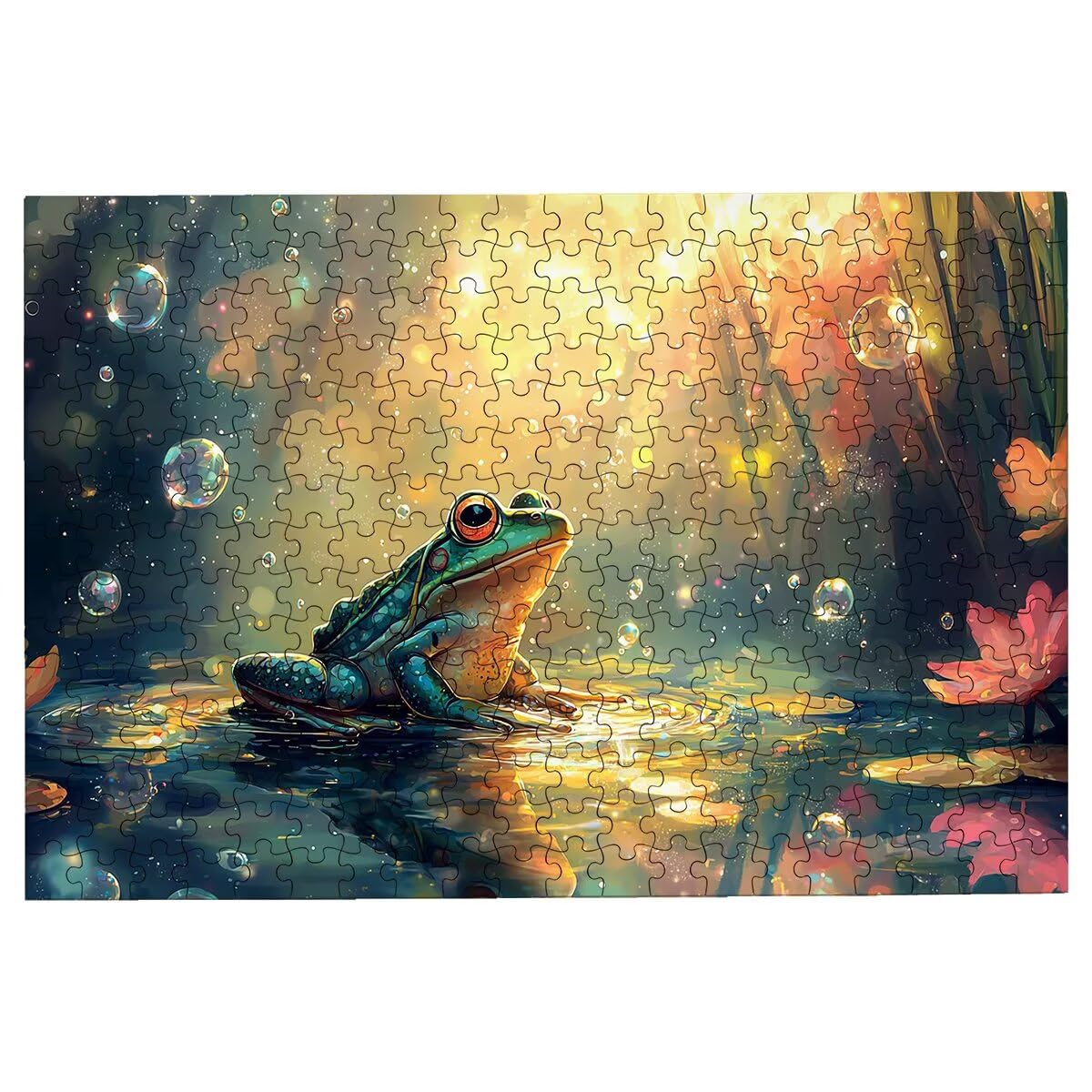 Puzzle 2000 sztuk dla dorosłych żaba, puzzle roślina, puzzle 2000 sztuk dla dorosłych, drewniane puzzle z pudełkiem na prezent rozmiar 99x70 cm, wyzwanie puzzle dla całej rodziny, prezent dla kobiety