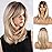 Allbell Mixed Blonde Wig with Curtain Bangs Medium Length Layered Hair Wig for Women Heat Resistant Synthetic Wigs for Daily Use