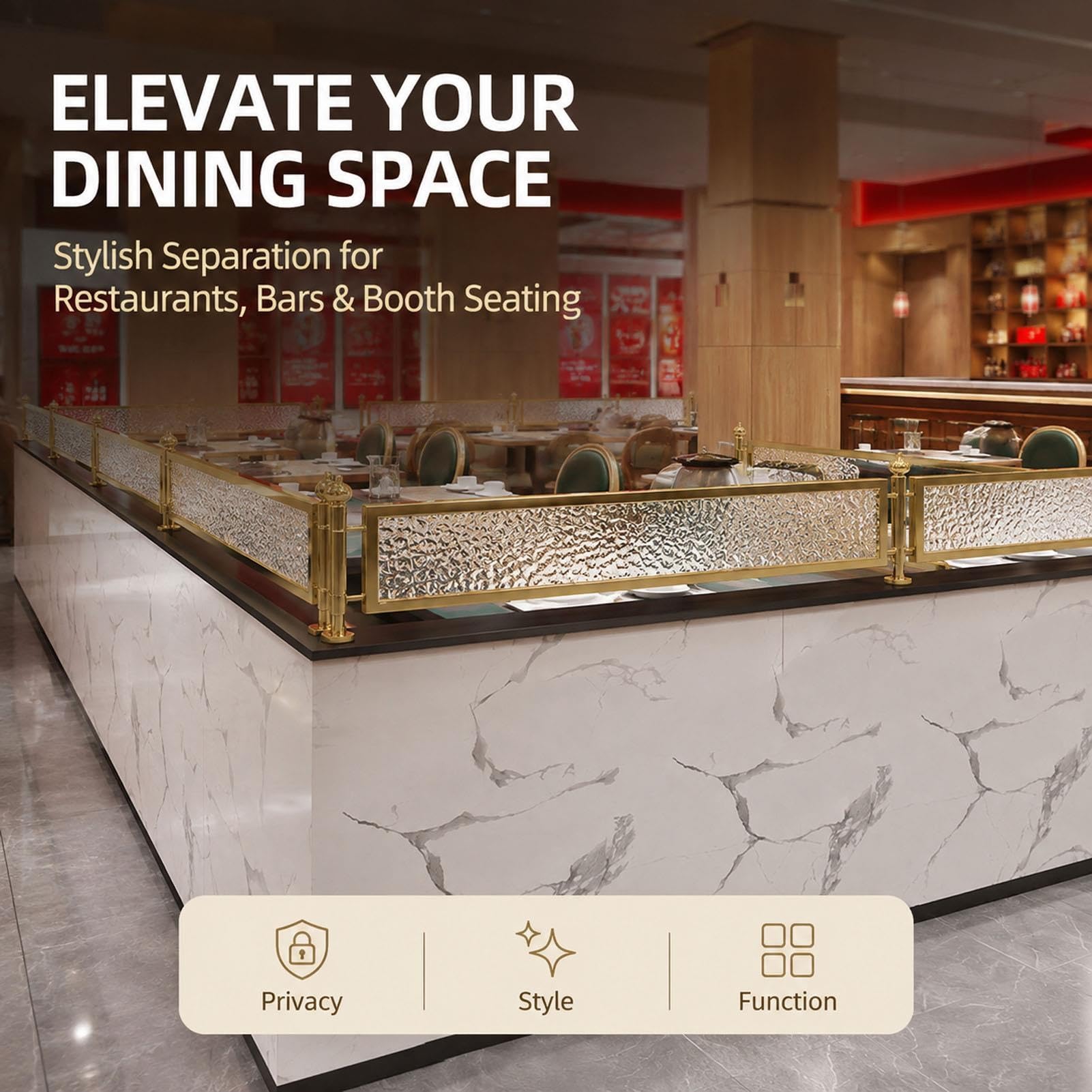 Mur de Séparation en Verre Dépoli sur Mesure | Cloison Décorative Autoportante Intimité, Comptoir Commercial pour Salle à Manger, Hôtel et Bar