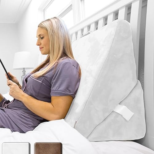 Xtra-Comfort Almohada de cuña para cama, cojín plegable de espuma viscoelástica para espalda y piernas, soporte de lectura en forma de triángulo,