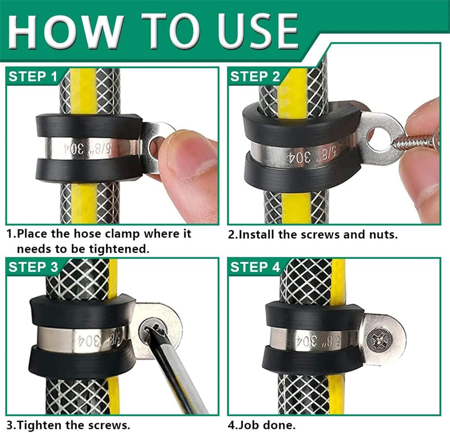 110Pcs Cable Clamps Assortment Kits Stainless Steels Rubber Cushion Pipe Automotive Wire Pipe Enduring Cable Clamps Assortment Kits