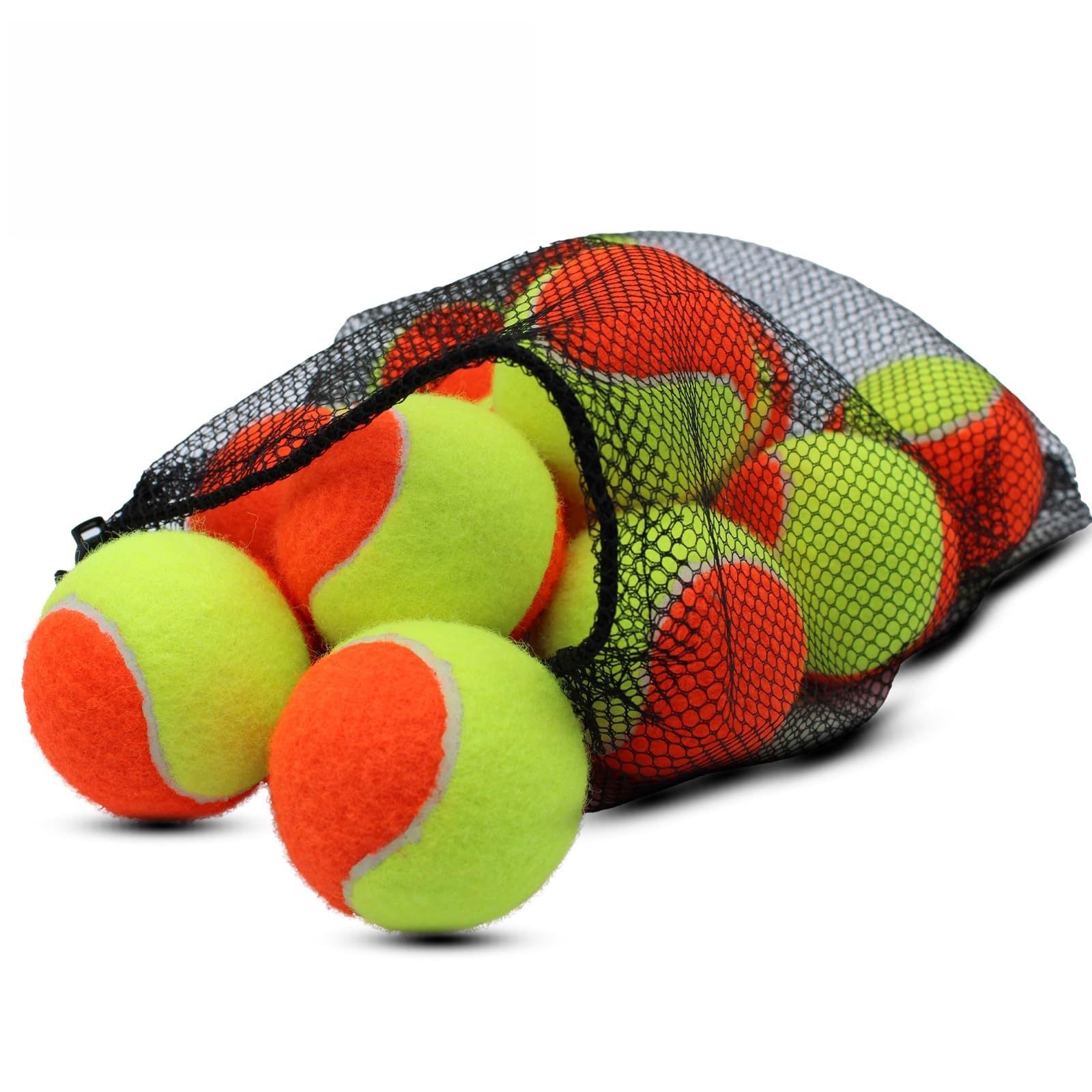Tennisbälle mit geringer Kompression, Bühnentrainingsbälle für Anfänger und Kinder, mit Netztasche für einfachen Transport, perfekt zum Üben