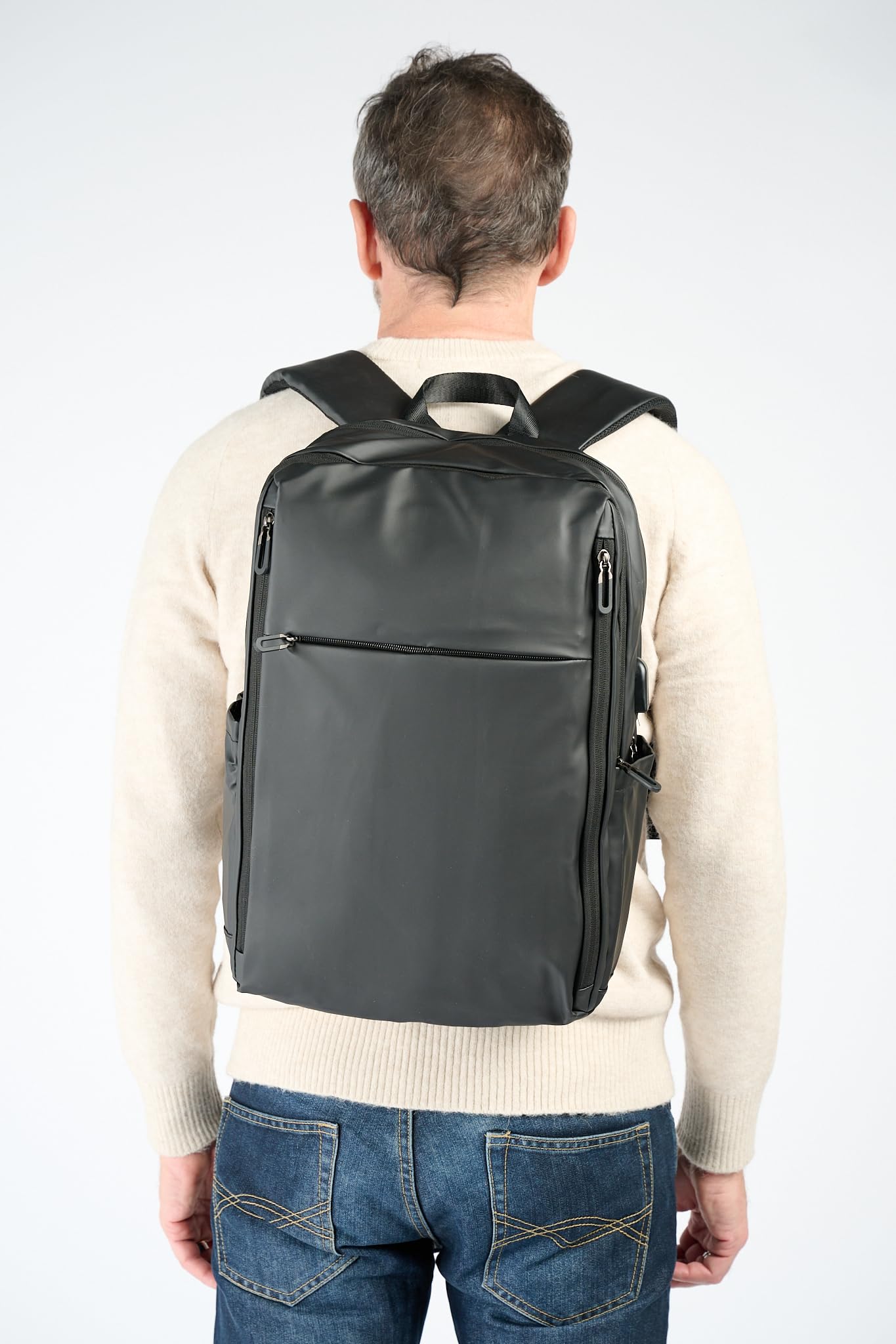 BARONE Zaino per computer portatile - grande capacità - Tessuto tecnico Impermeabile - Zaino per PC portatile con USB Charging Port Zaino funzionale per viaggi d'affari unisex