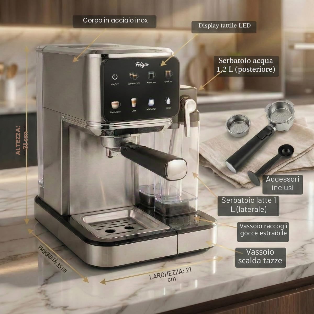 Macchina per caffè espresso e cappuccino Tech Vital (Felizia Latte)