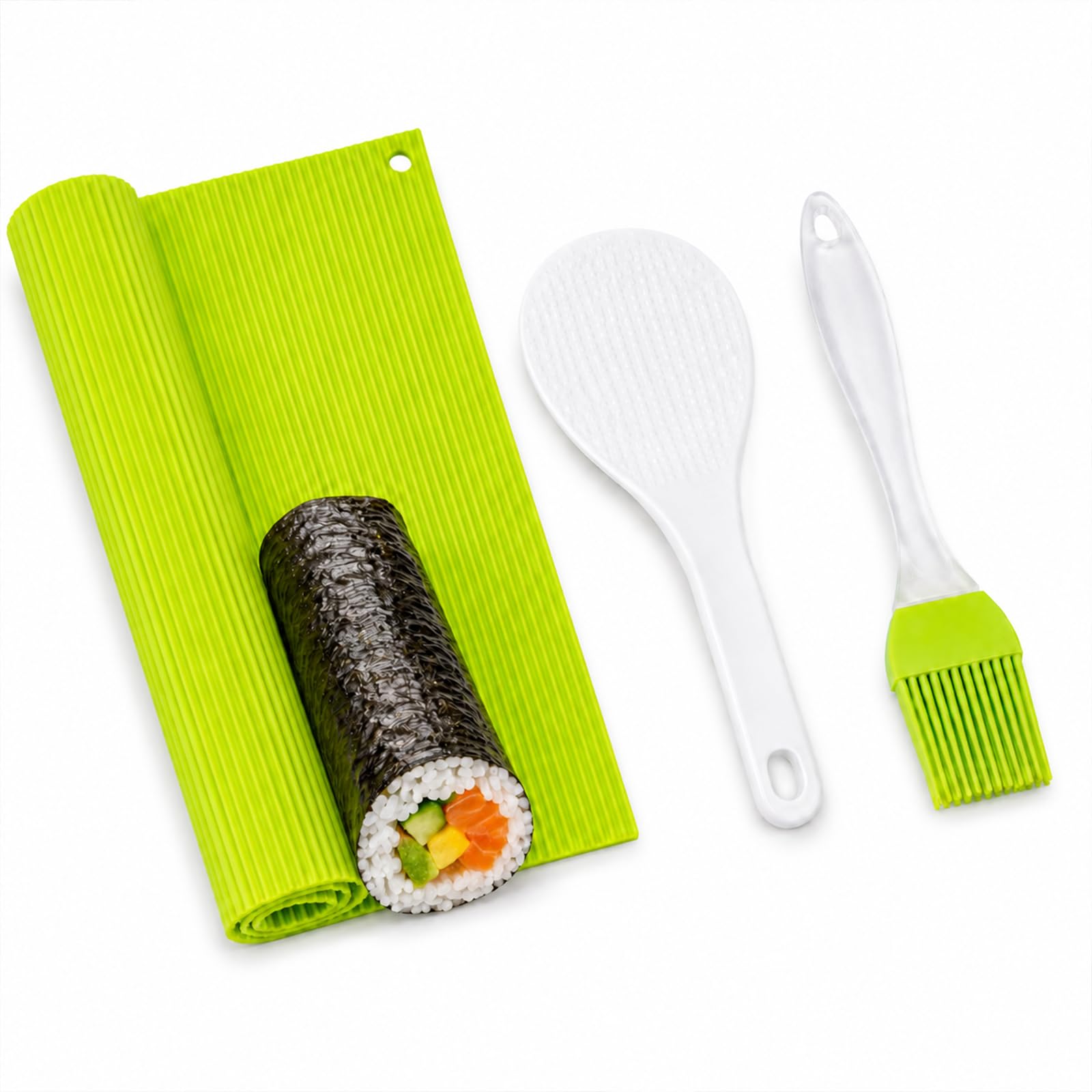 3Pcs Sushi Rolling Mat Set (Green)