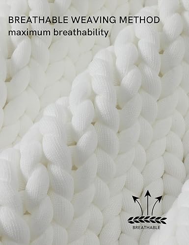 Miniatura 5 de YnM Manta Chunky, Peso Medio, Tejida a Mano, Amigable con la Piel, Ventilada y Transpirable, Lavable a Máquina, Pieza de Decoración del Hogar para