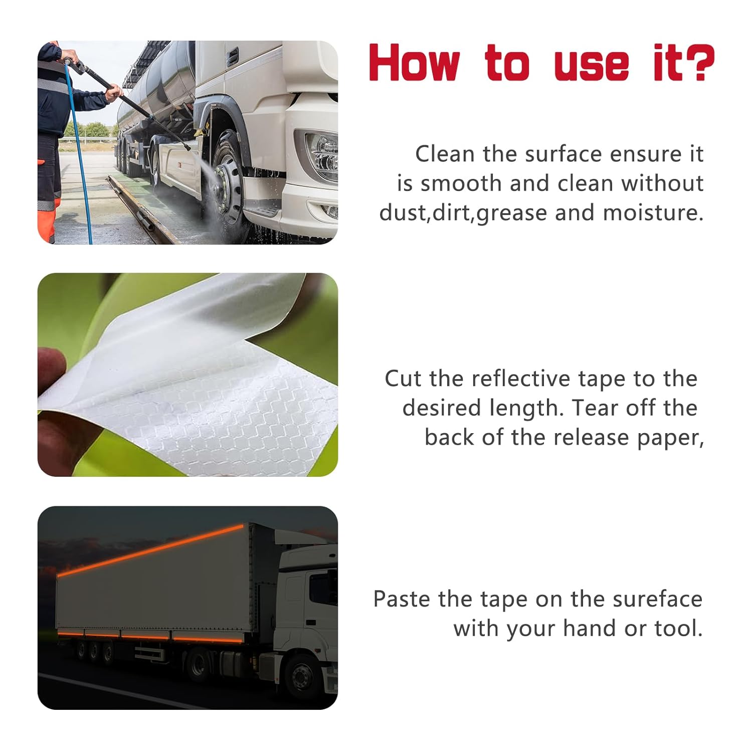100ft Waterproof High Visibility Warning Safety Adhesive Tape - Outdoor Reflective Stickers, Safety Reflective Strip (3 in, Orange)