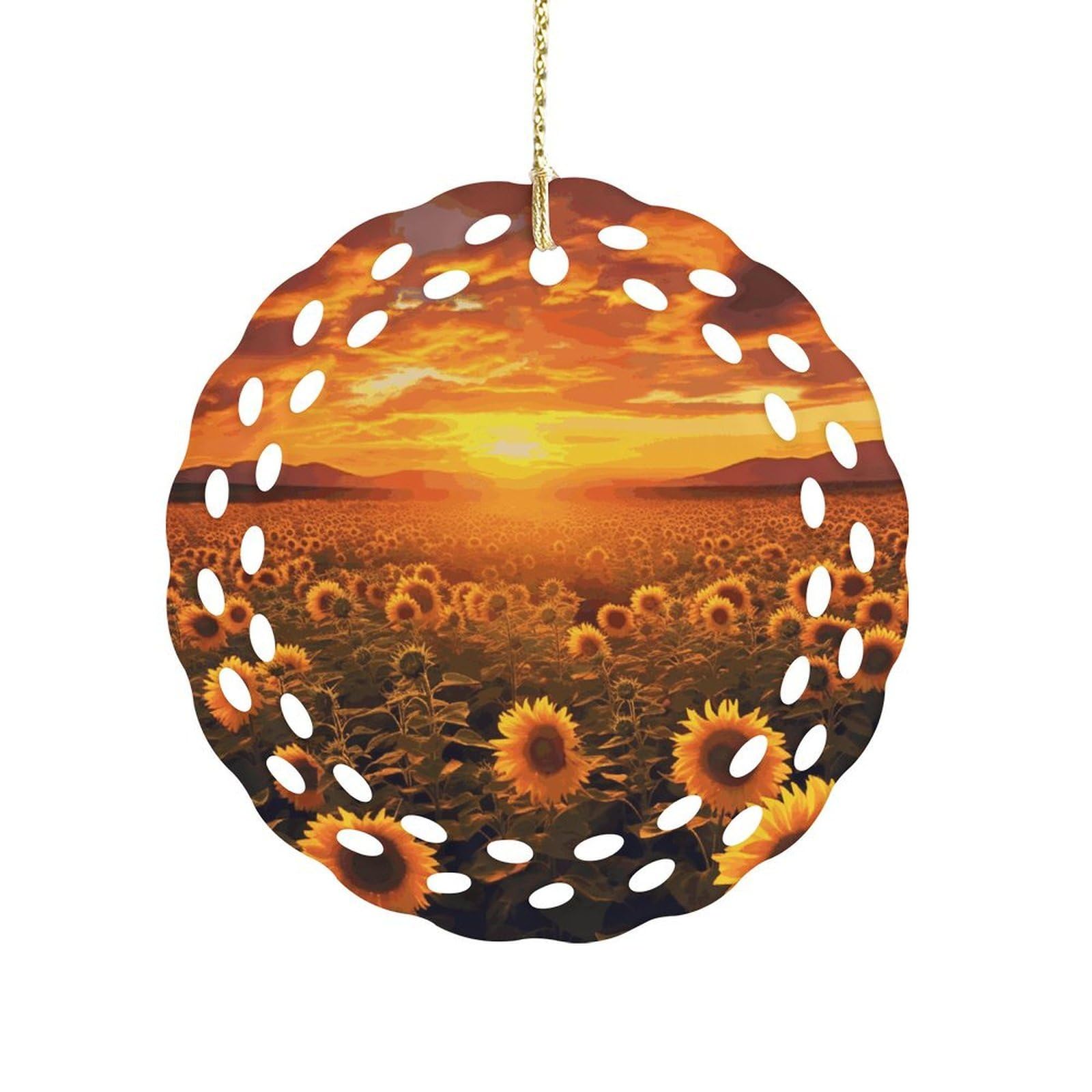 Wsoihfec Style Sunflower Field Sunset Sea Of Flowershanging Ornaments For Tree- Christmas Ornaments,Home Decor | Housewarming Gifts,Ceramic Keepsake For Family, Friends