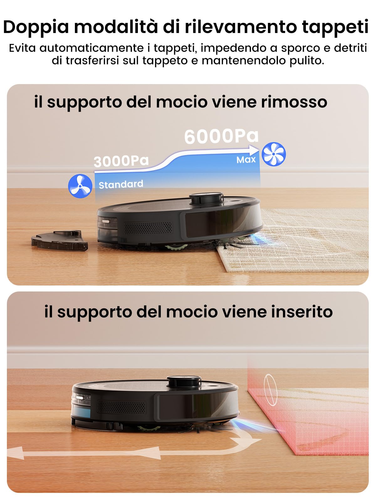 LEFANT M2 Plus Robot Aspirapolvere Lavapavimenti 3-in-1 con Stazione di Raccolta 2,2L, Navigazione Laser dToF + PSD, 6000Pa, Pulizia Personalizzata, WiFi/App/Alexa