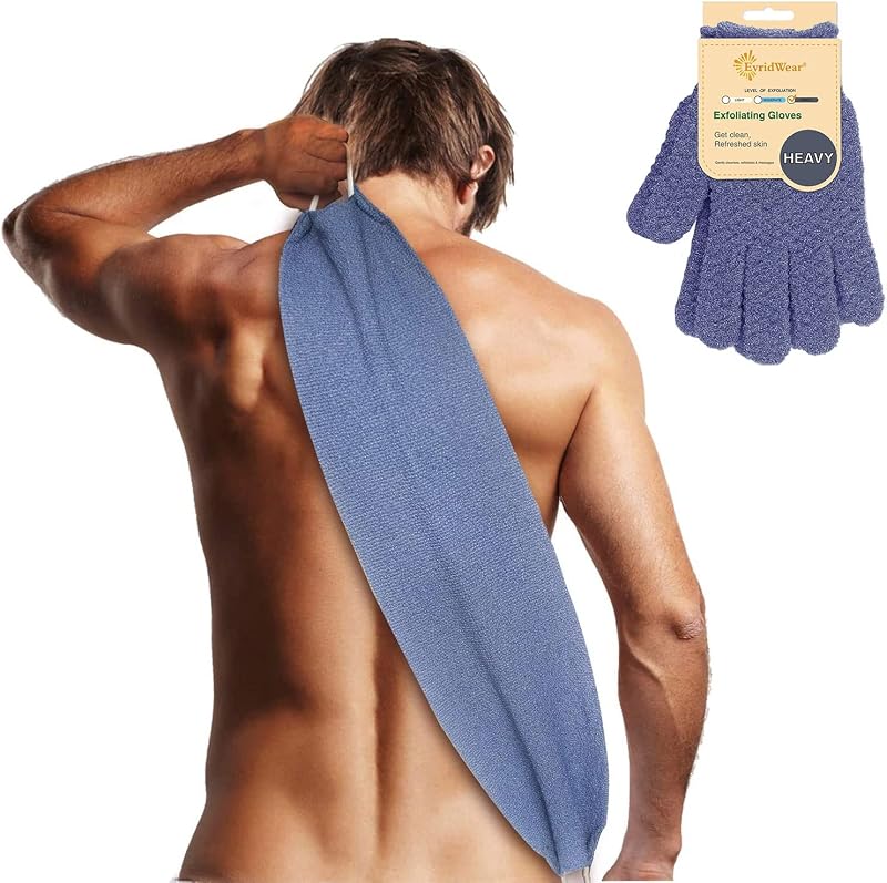 Evridwear Escova Esfoliante para Costas com Alças e Luvas Reforçadas