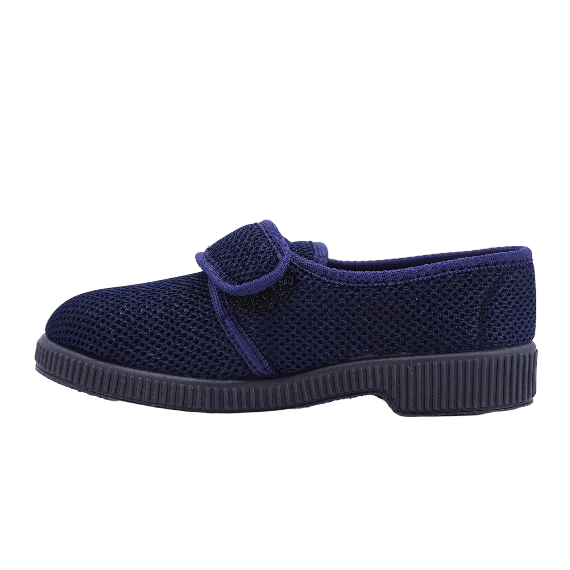 JOMIX Chaussons Homme avec Fermeture à Scratch Chaussures Diabétiques Confortable en Maille Respirant Pantoufles de Confort Semelle Antidérapante pour Loisirs