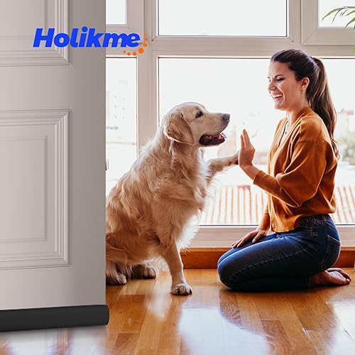 Miniatura 6 de Holikme - Tope para puerta, burletes para ventanas, bloqueador de brisas, barrido de puerta ajustable de 32 pulgadas, color negro