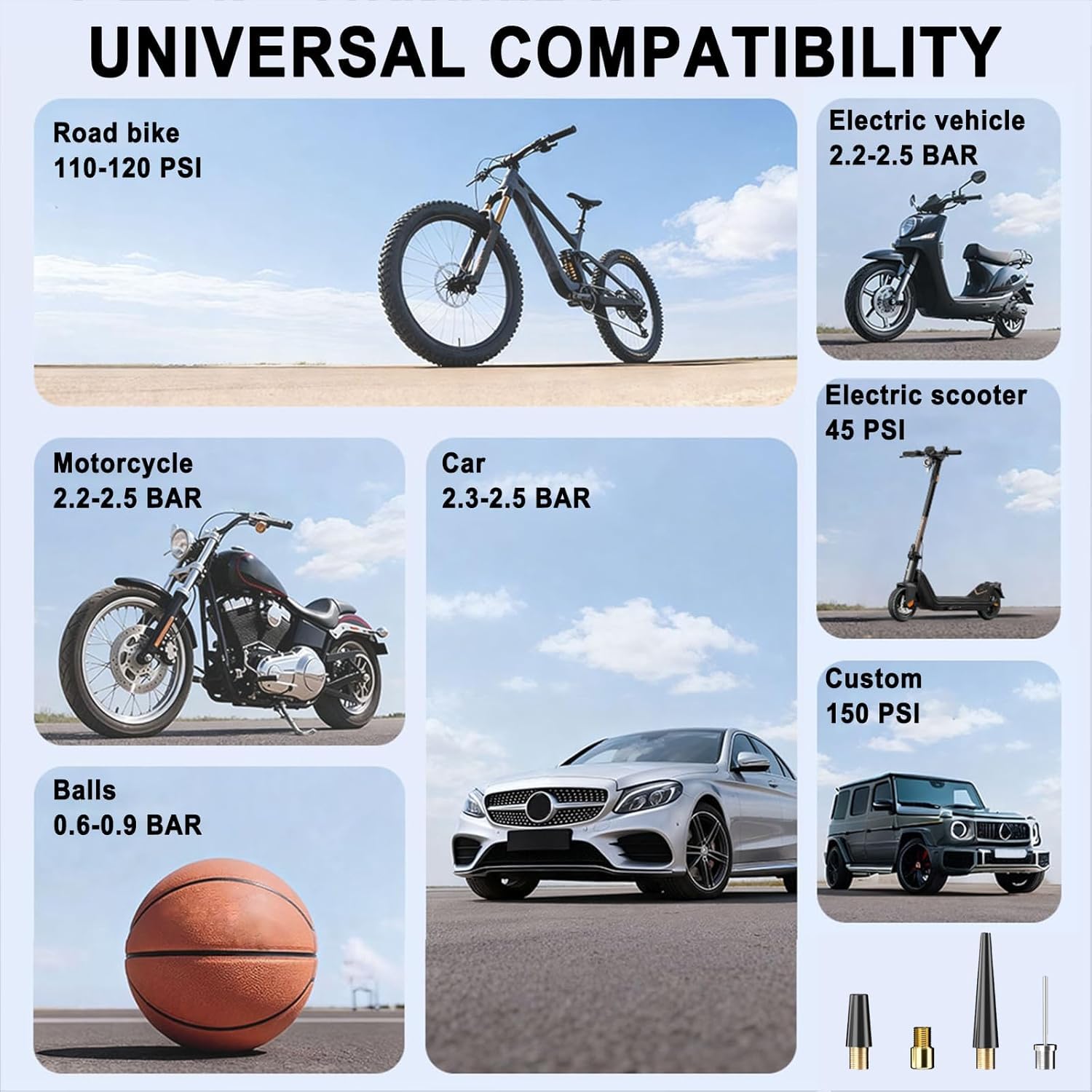 Elektryczna pompa powietrza 150 psi do Geely Geometry A C E, przenośna sprężarka powietrza z cyfrowym ciśnieniomierzem, pompowanie opon do samochodów