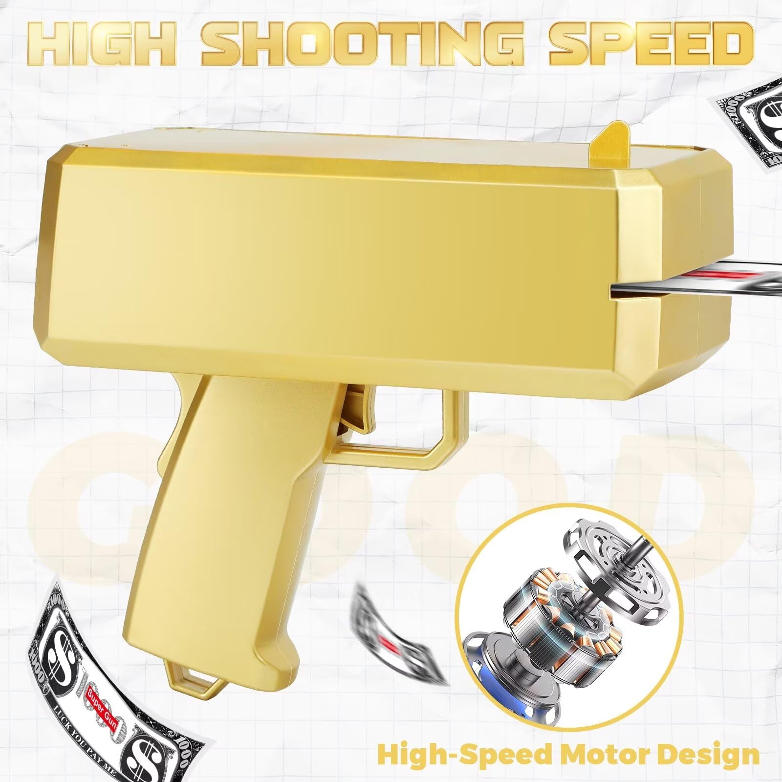 Gold Money Gun Shooter Cash Cannon Money Shooter Gun for