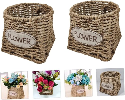 Miniatura 7 de Cabilock Cesta de almacenamiento de flores de paja, cesta de almacenamiento de paja, soporte de almacenamiento tejido a mano, cesta tejida a mano,