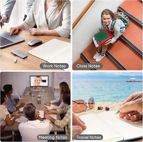 Miniatura 7 de Cuaderno de Diario con Líneas Gruesas con 368 páginas, cuaderno grande de cuero de tapa dura con papel grueso de 100gsm, cuaderno B5 con rayas