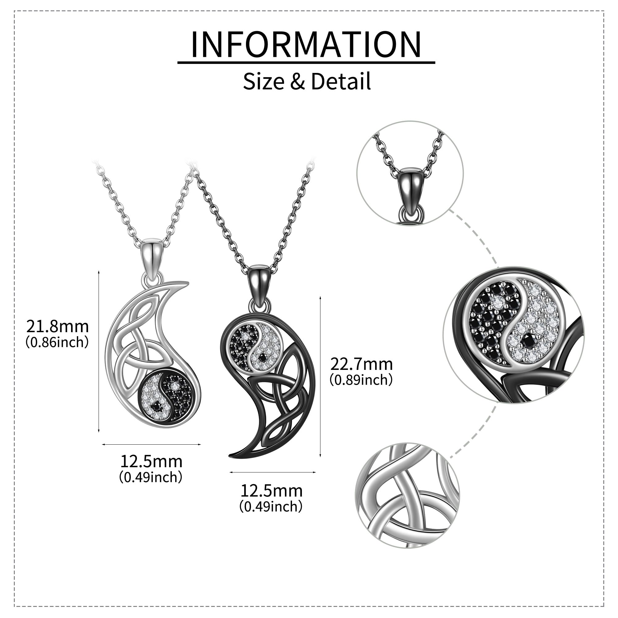 DAYLINLOVE Umarmung Paare Halsketten für Damen Männer 925 Sterling Silber Schutzengel/Yin Yang/Pinky Versprechen Abalone Muschel Seine und ihre passende Halskette Umarmung Paar Schmuck Geschenk