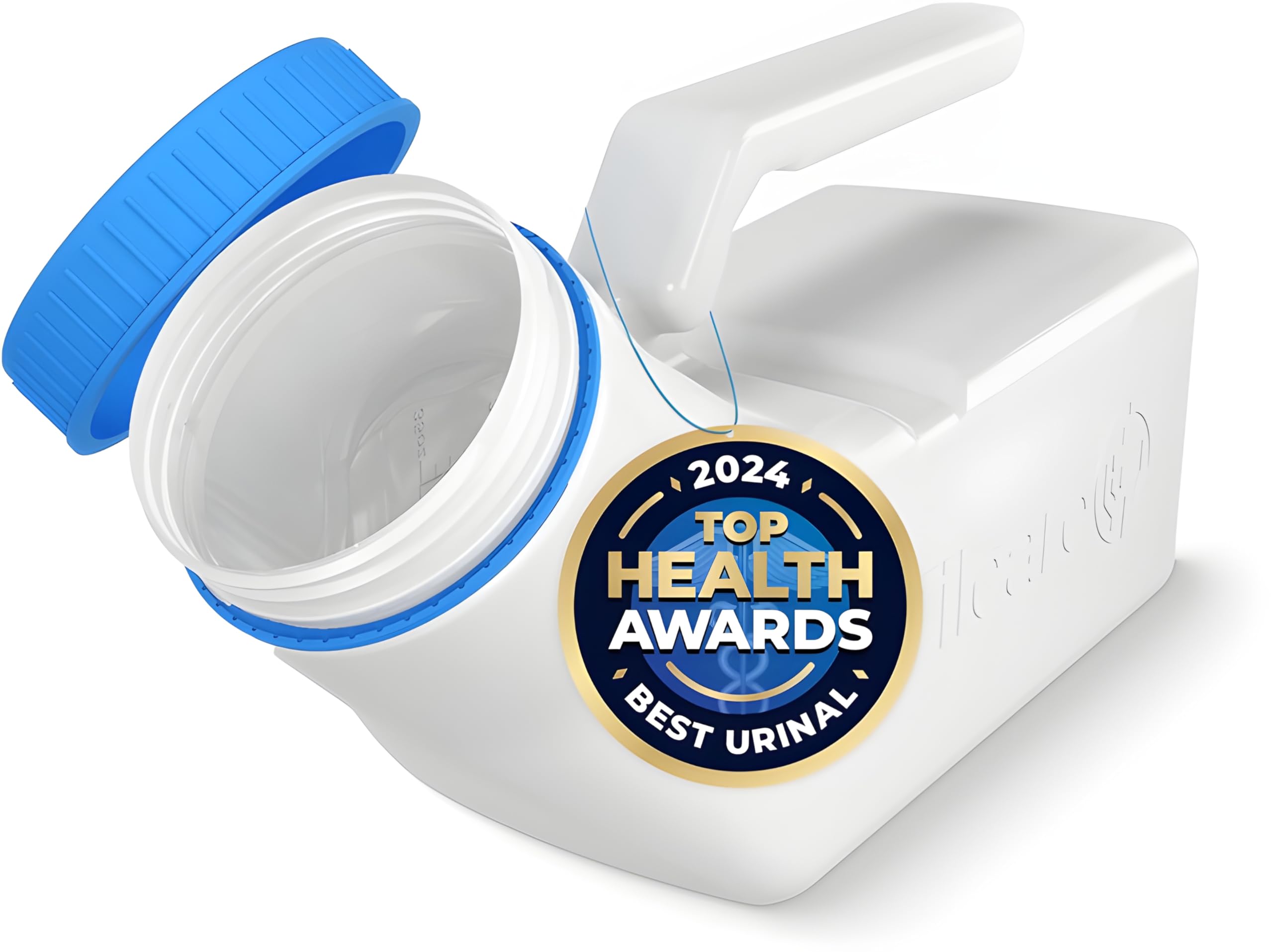 Urinals for Men Glow in The Dark Lid by Tilcare (1 Pack) - 32oz/1000mL Thick Plastic Mens Bedpan Bottle with Screw-on Lid - Spill Proof Portable Pee Bottles - Travel Urine Collection Containers