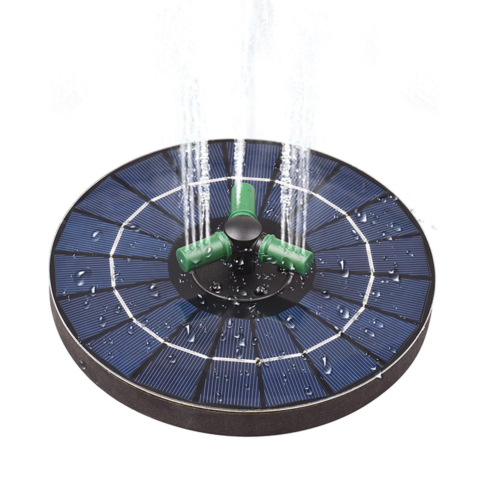 Fontana Solare con Luce Colorata RGB, Pannello Solare in Vetro da 23 Cm, Batteria da 1500 MAh, 7 Ugelli Spruzzatori, Altezza Spruzzo 60 Cm, con 3 modalità di Illuminazione, per (6W Diametro