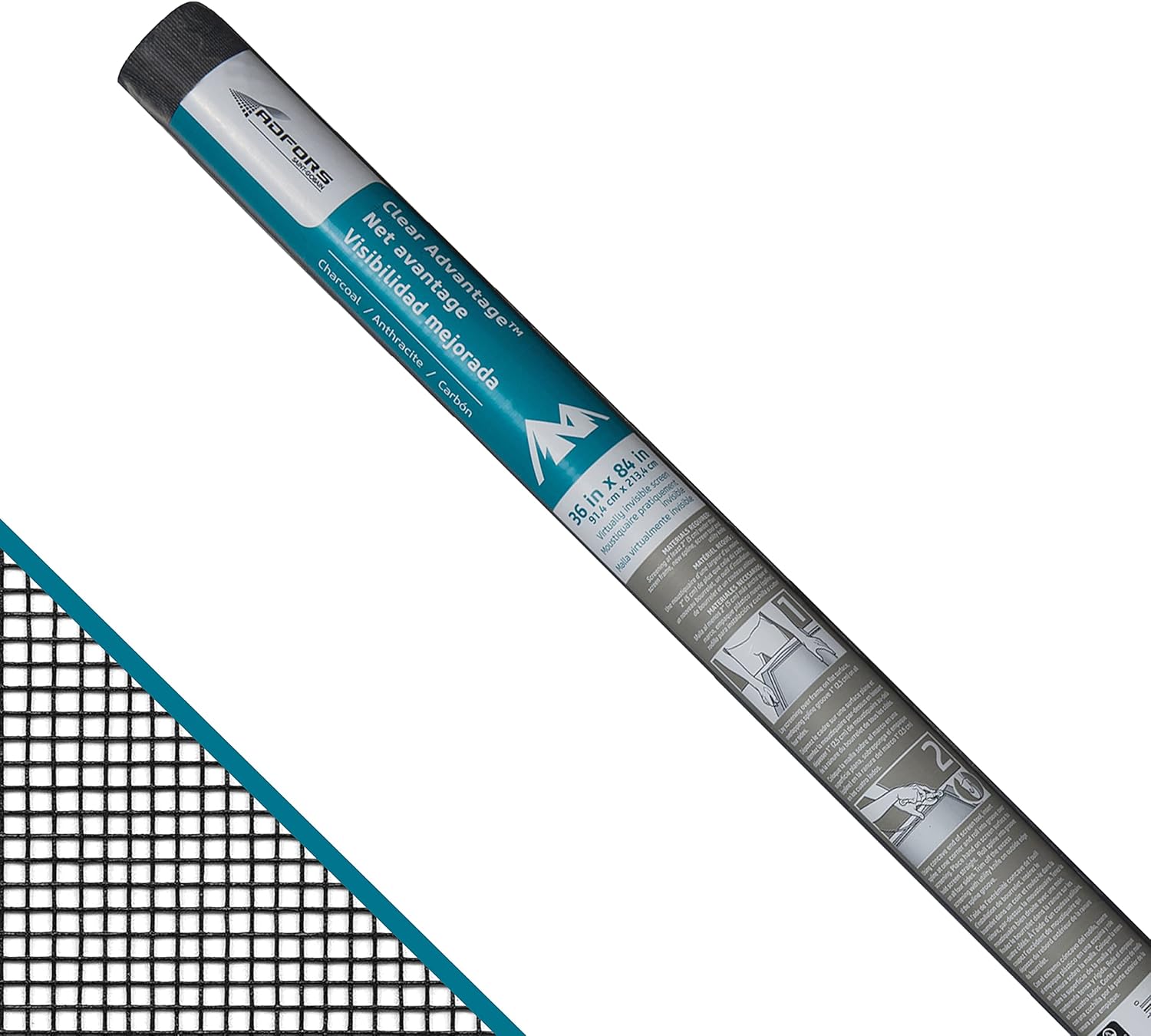 ADFORS Clear Advantage Door & Window Screen, 48 inches x 25 feet Roll - Increased Visibility Replacement Screen for Windows and Doors - Charcoal
