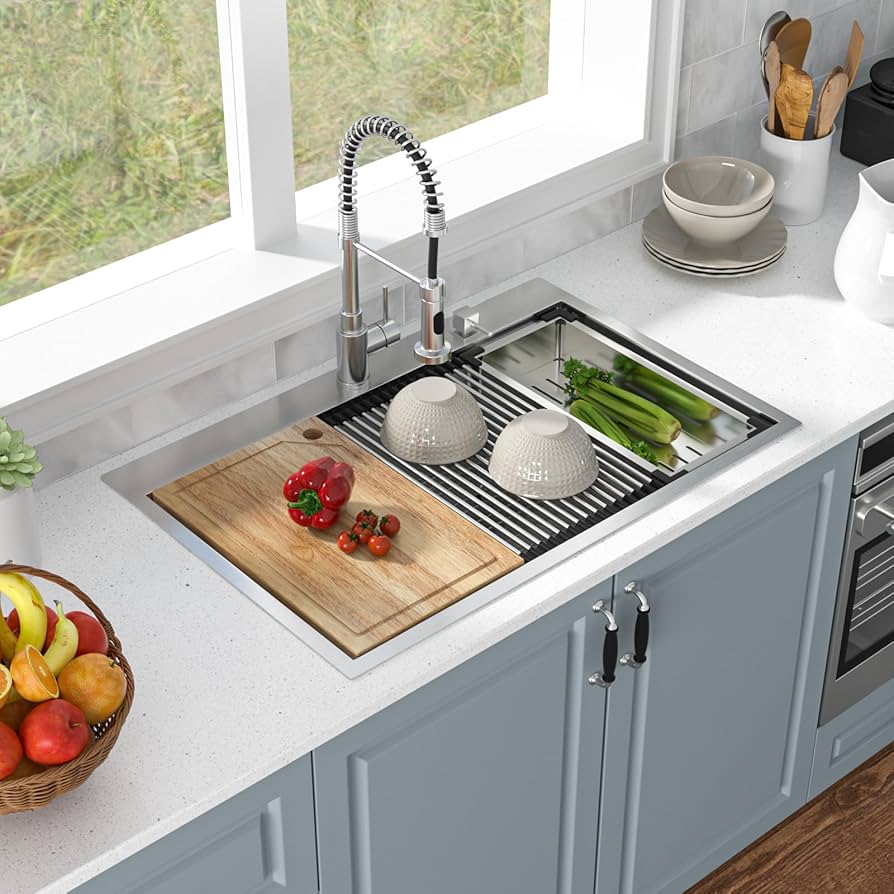 ◆mayu◆ 33 Drop In Kitchen Sink - Oumuch 33x22 Inch Drop in Kitchen