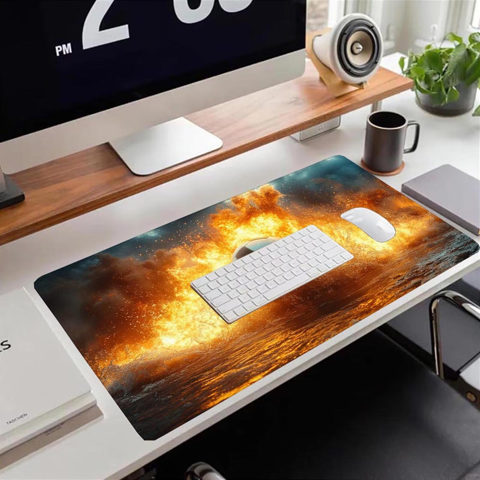 Gamingowa podkładka pod mysz 1200 x 600 x 3 mm, XXL, wodoszczelna, odporna na ścieranie, z przyszytymi krawędziami, podkładka na biurko, poprawia prędkość i precyzję pod laptopa, komputer, wzór piłki