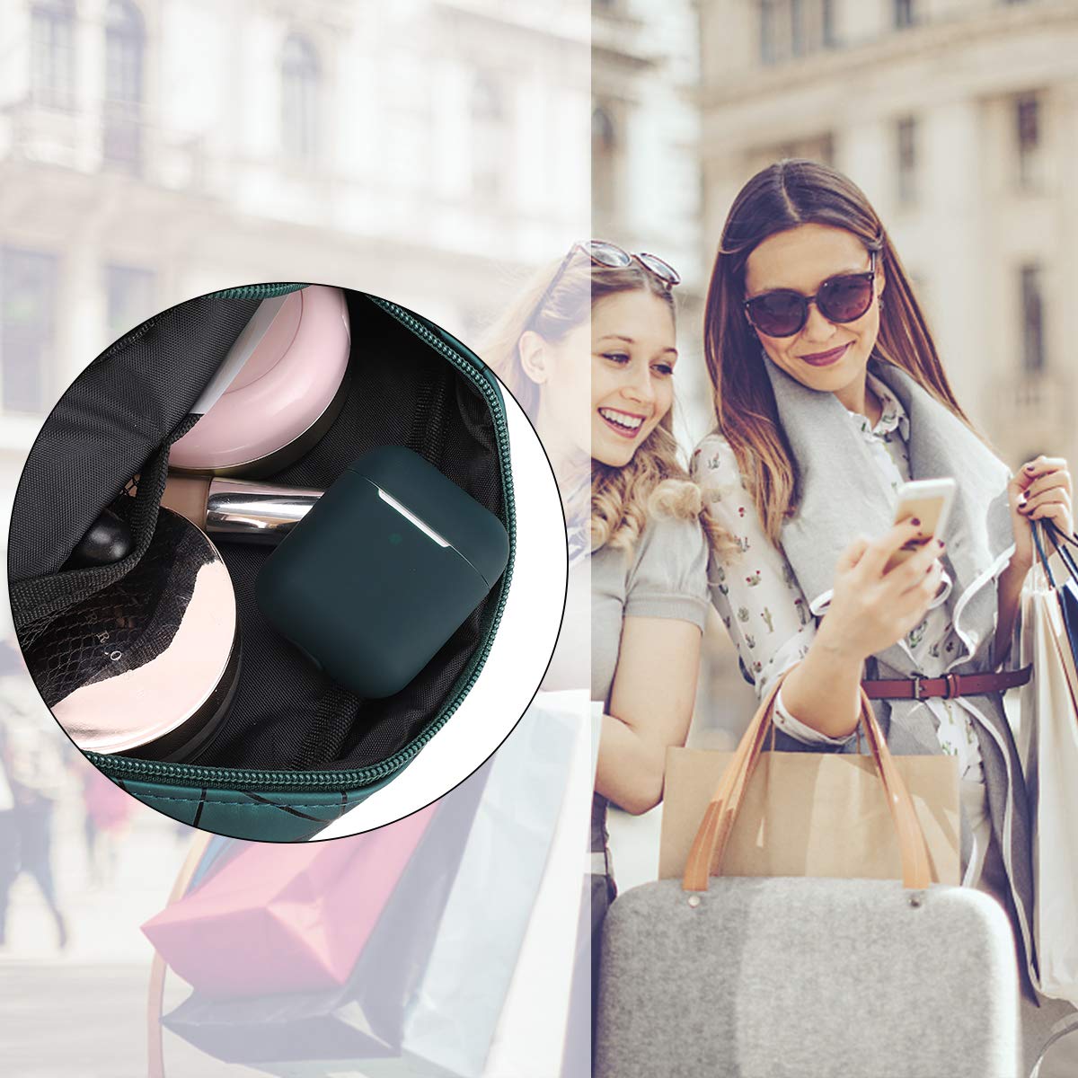 KOKOKA Silicona Compatible con AirPods 2, Fundas Protectora de Silicona para AirPods 2, LED Frontal Visible, Soporta Carga inalámbrica, sin Mosquetón, Dark Green — view 6