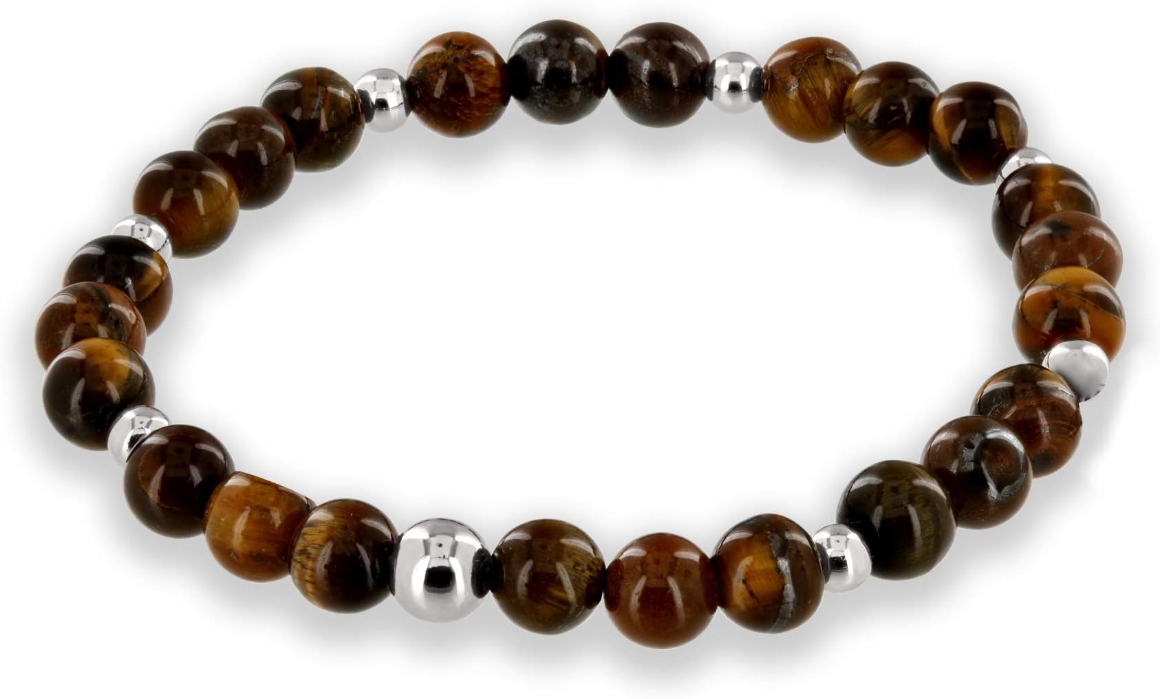 Believe London Tiger Eye Bracelet with Jewelry Bag & Meaning Card | Strong Elastic | Precious Natural Stones Crystal Healing Gemstone Men Women Meditation