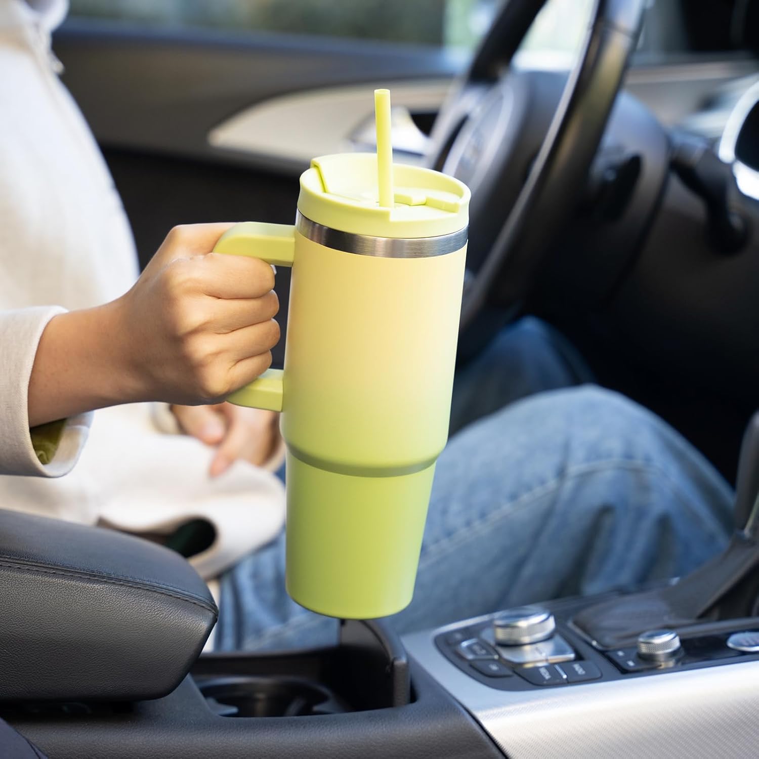 BJPKPK 40 oz Tumbler With Handle Insulated Tumblers With Lid And Straw Stainless Steel Thermal Cup,Black - Image 6