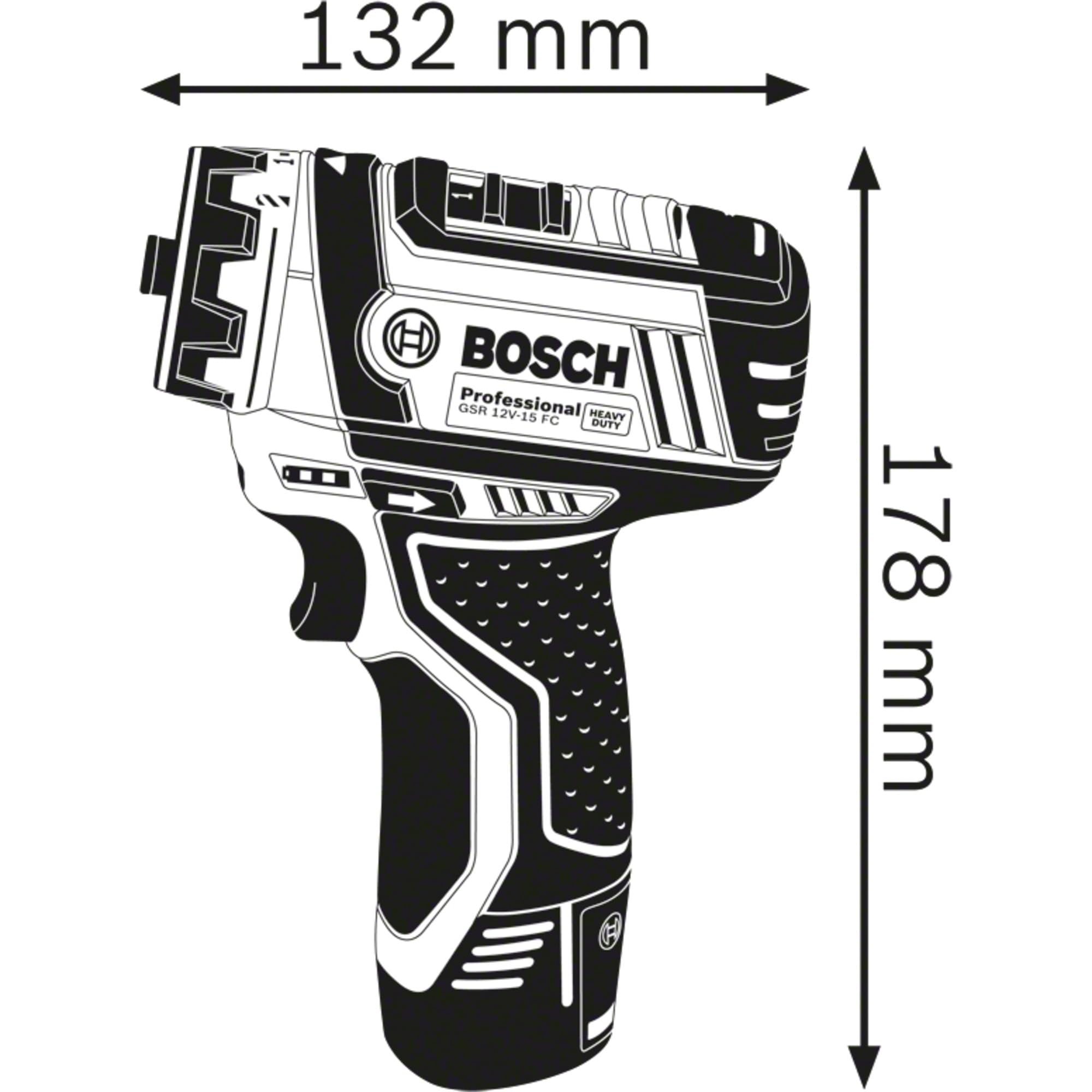 Bosch Professional system 12V: akumulatorowa wiertarko-wkrętarka GSR 12V-15 FC (2 akumulatory GBA 12V 2.0Ah, szybka ładowarka GAL 12V-40, wymienny uchwyt wiertarski GFA 12-B, walizka L-BOXX)