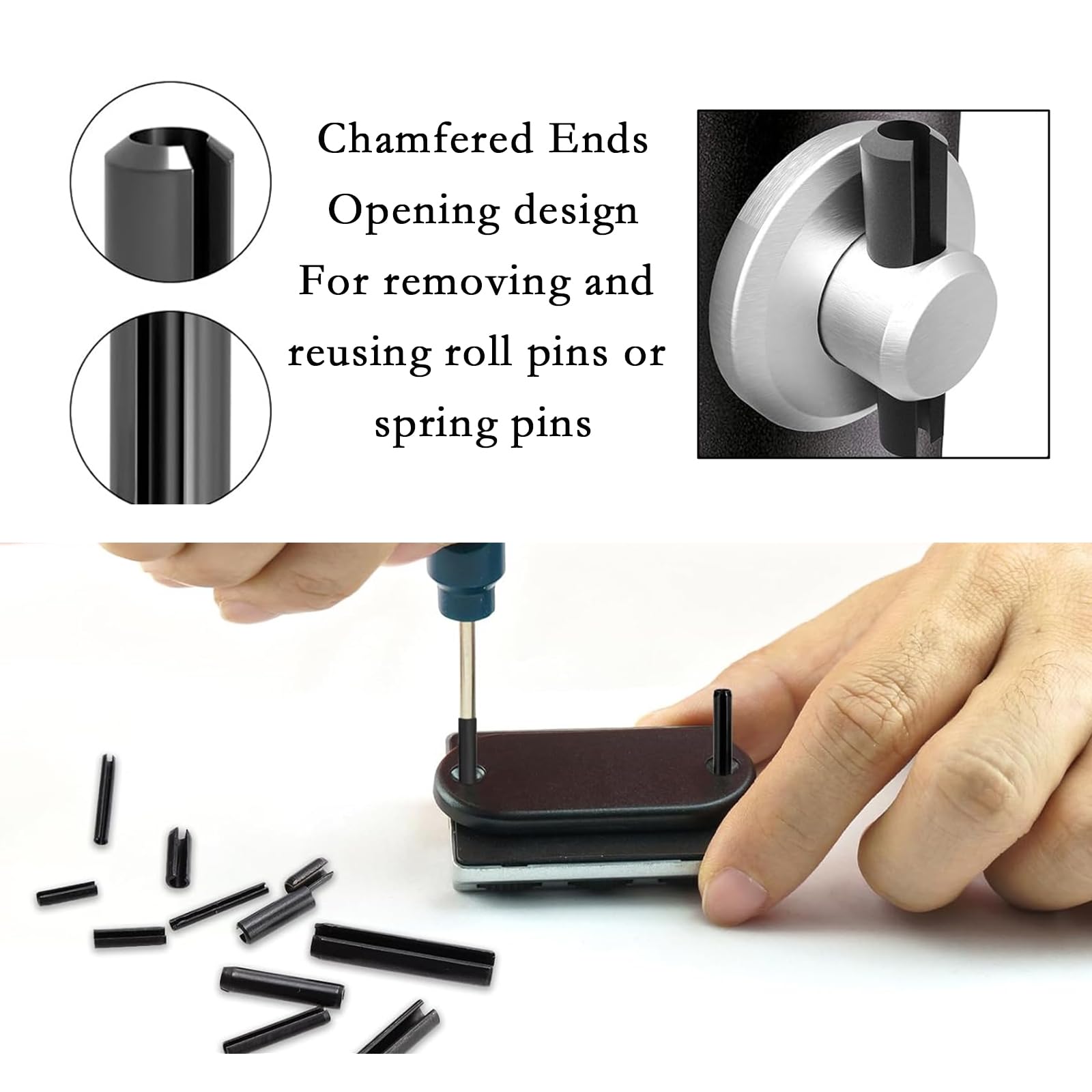 NIYATA 450 Stück Kerbstifte Sortiment,Spannstift Hohlsplinte Set,Hohl Federstifte,Geschlitzte Federstifte Sortimentskasten Spannstifte Edelstahl M2/M3/M4/M5/M6/M7/M8/M10