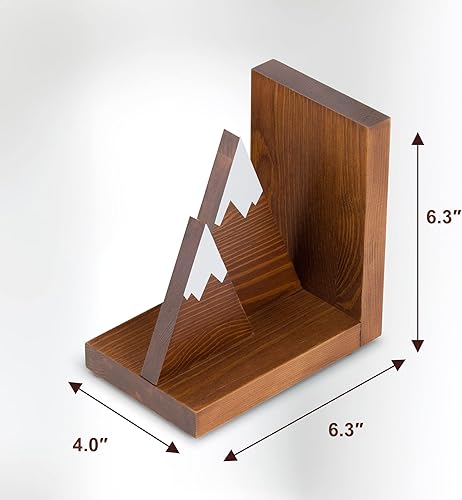 Miniatura 7 de Sujetalibros de montaña, sujetalibros decorativos antideslizantes de madera para libros pesados, decoración rústica de oficina