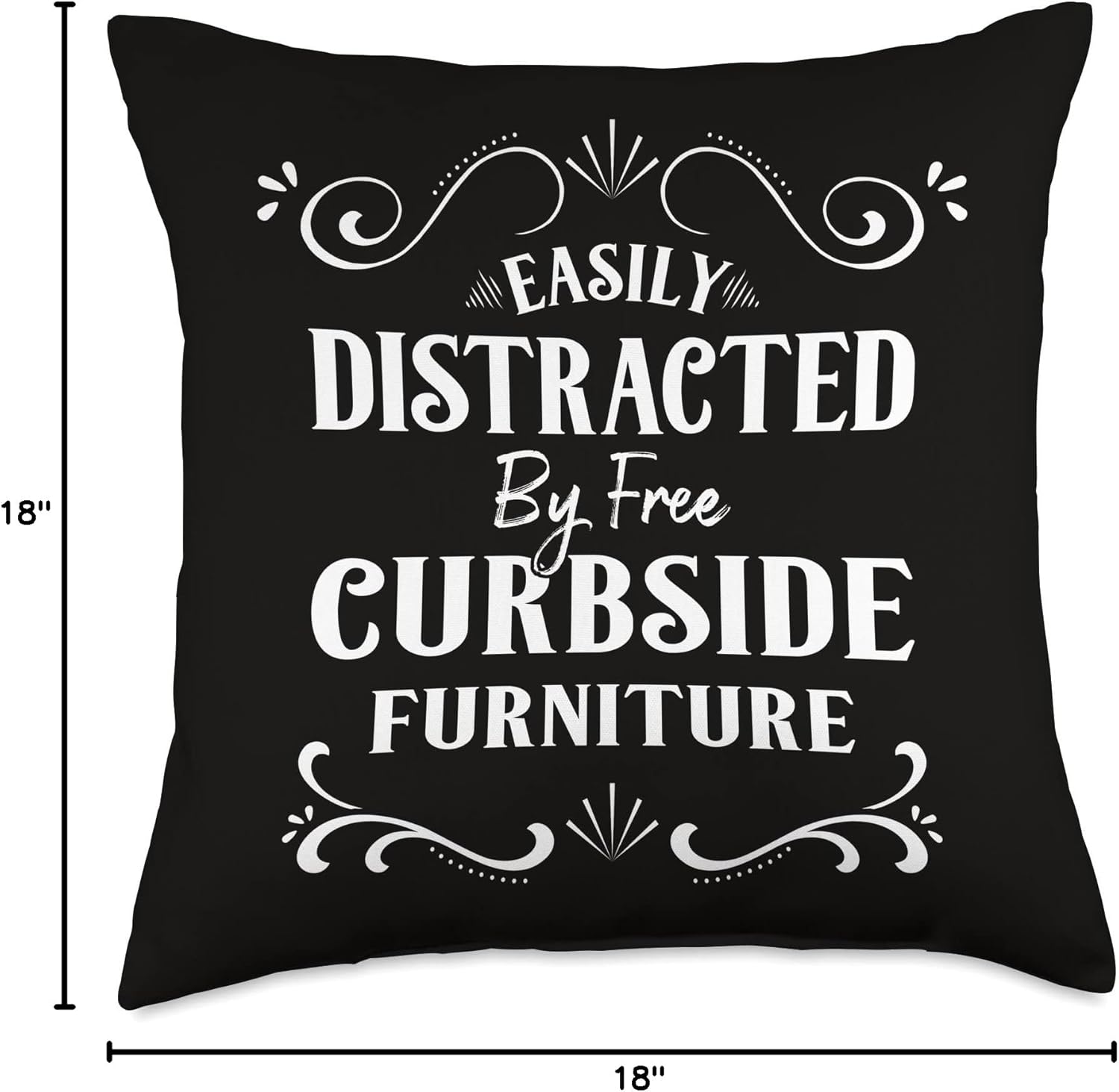 Easily Distracted by Curbside Furniture Flipping Throw Pillow