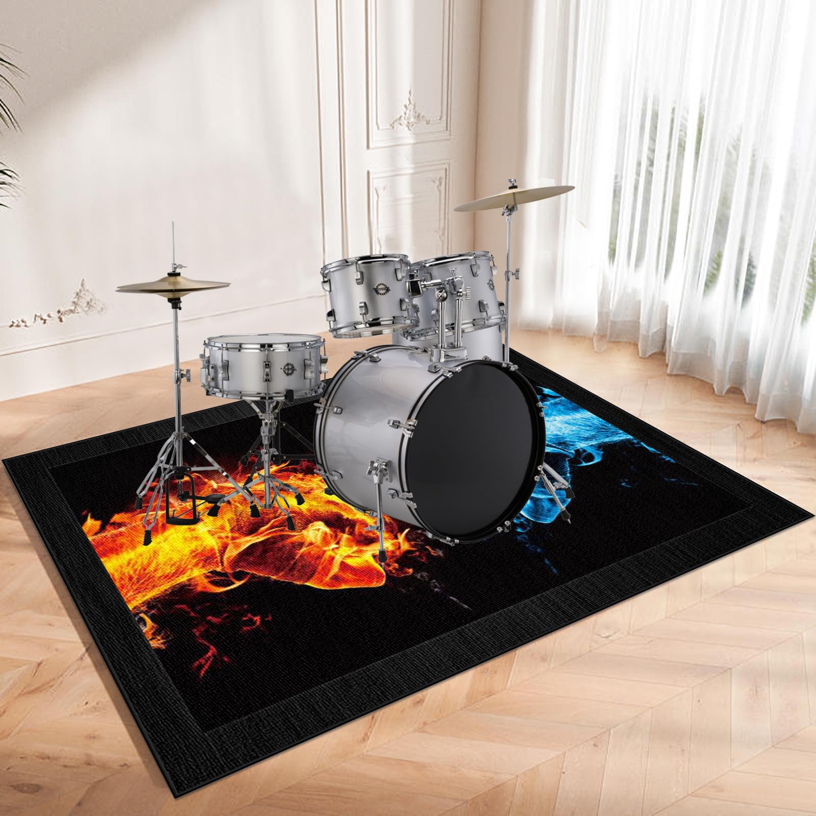 Tapis Batterie Pro ZAJENKUB - 160x120 Cm - Antidérapant Et Insonorisant Pour Batterie Électronique Et Acoustique