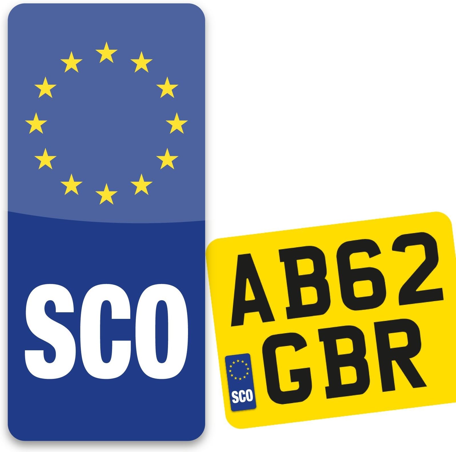 Pack of 2 Scotland Euro Motorbike Motorcycle Number Plate Vinyl Sticker Europe road-legal (SCO Euro)