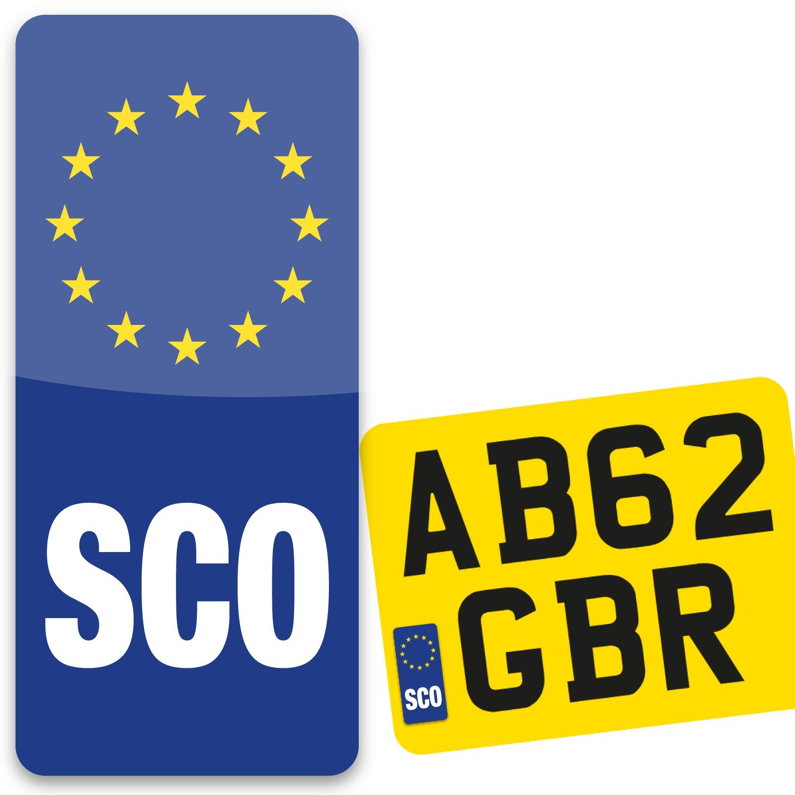 Pack of 2 Scotland Euro Motorbike Motorcycle Number Plate Vinyl Sticker Europe road-legal (SCO Euro)