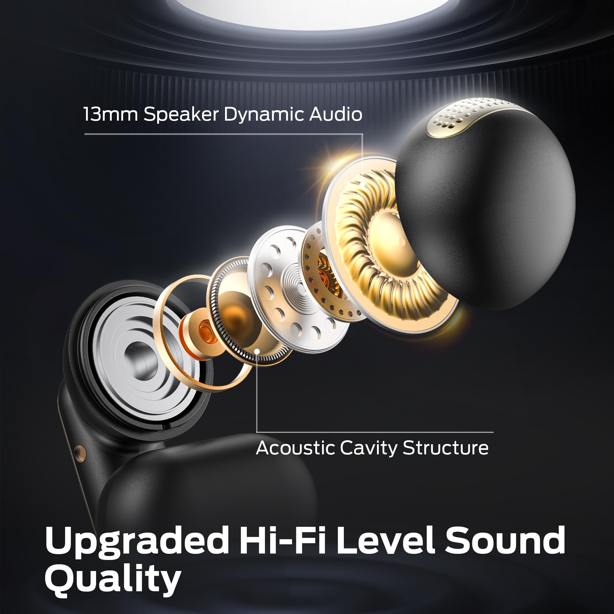 oraolo Cuffie Bluetooth Open-Ear, Clip-On Auricolari Aperti Bluetooth 5.4, Cuffie On Ear Aperti Controllo Touch 32H Cancellazione del Rumore IPX6 Impermeabile per Sport Fitness, Nero