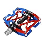 MZYRH Mountain Bike Pedals, Ultra Strong Colorful CNC Machined 9/16 Cycling Sealed 3 Bearing Pedals(Blue Red 3 Bearings)