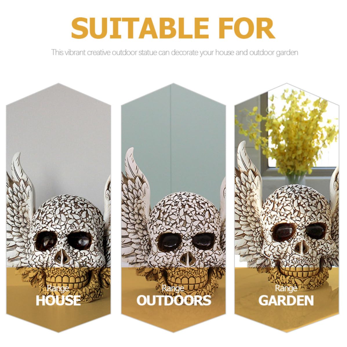 Totority Decorazione Halloween in Resina Teschio Stile Horror Beige Ornamento per Casa e Giardino Scenario Haunted House