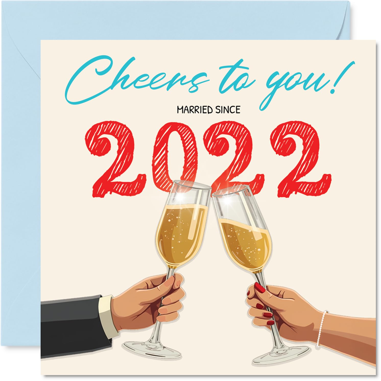 4th Anniversary Card for Women Men - Cheers! Married Since 2022 - Happy 4 Year Anniversary Card for Boyfriend Wife Partner Husband, 145mm Wedding Anniversaries Greeting Cards